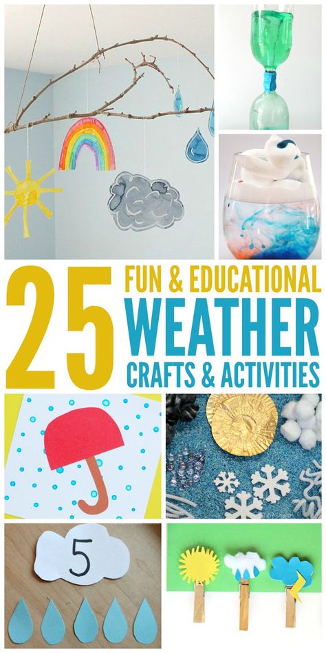 25 Fun Weather Activities and Crafts Weather For Kids, Weather Activities Preschool, Weather Activities For Kids, Preschool Weather, Mobile Craft, Weather Crafts, Weather Projects, Weather Theme, Crafts And Activities For Kids