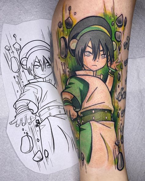 Avatar Inspired Tattoos, Avatar Tattoo Ideas, Guide Tattoo, Toph Avatar, Elemental Symbols, Atla Tattoo, Avatar Tattoo, Spiderman Tattoo, Avatar Ang