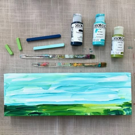 Diy Abstract Landscape Painting, Painting How To, Simple Acrylic Landscape, Simple Acrylic Paintings Landscape, Diy Landscape Painting, Painting Landscape Tutorial, Acrylic Paint Step By Step, Landscape Paintings Easy, Easy Diy Canvas Painting