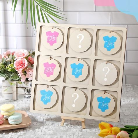 Gender Reveal At Home, Idee Gender Reveal, Funny Gender Reveal Ideas, Gender Reveal Board, Gender Reveal Table, Funny Gender Reveal, Baby Shower Table Decor, Gender Reveal Diy, Shower Table Decor