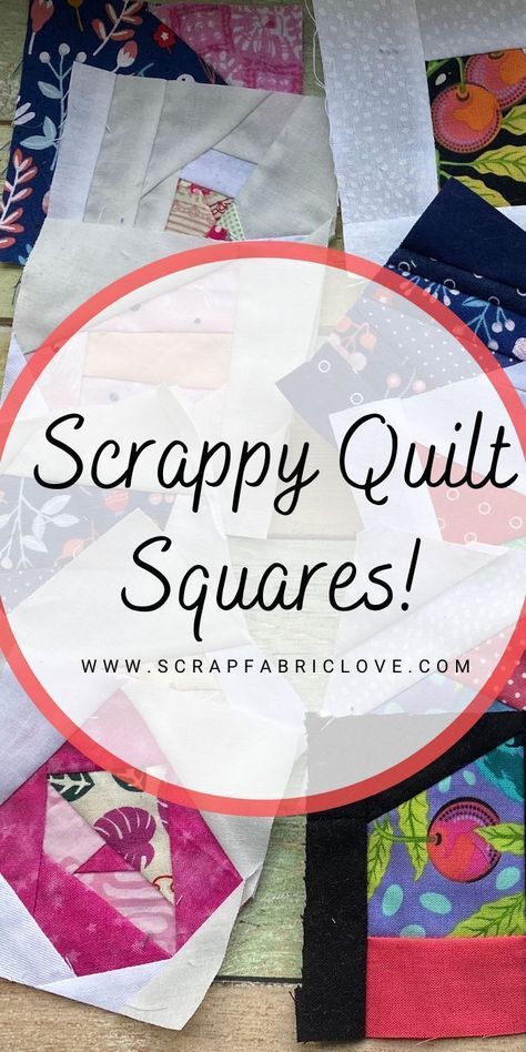 Turn your small scrap fabric pieces into fun and easy scrappy improv quilt blocks. You can make a few a day and before you know it you'll have a whole scrappy quilt on your hands! This is a great way to manage your scrap pile and have fun playing with new techniques at the same time! These scrap fabric blocks are a great scrap-buster idea! Try them today! Crumb Quilts Ideas Easy, Quilt Blocks From Scraps, Scrappy Quilt Blocks Fabric Scraps, Scrap Quilt As You Go, Quilt As You Go Scrappy Quilts, Wonky Quilt Blocks Patterns, Scrap Fabric Quilt Blocks, Scrappy Quilts Ideas Scrap Squares, Scrap Quilting Ideas Leftover Fabric