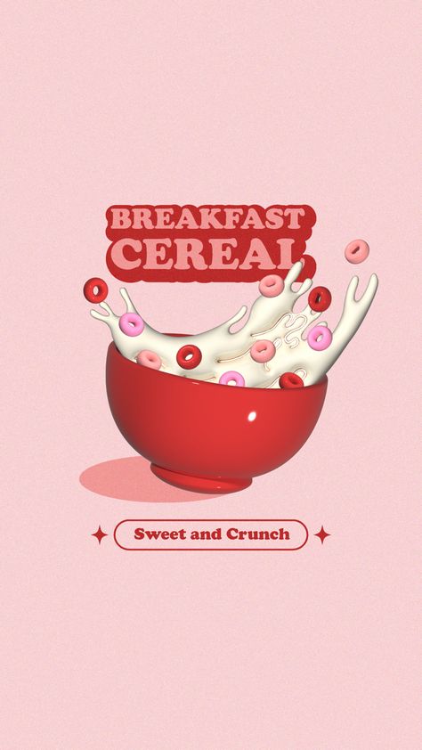 3d cereal poster Bowl Of Cereal Drawing, Cereal Poster Design, Cereal Drawing Illustration, Cereal Bowl Illustration, Cereals Drawing, Cereal Logo Design, Cereal Graphic Design, Cereal Painting, Cereal Box Drawing