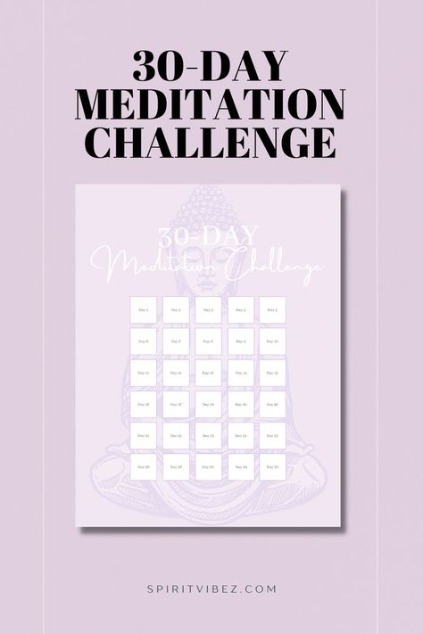 30-Day Meditation Challenge - Printable PDF Meditation Challenge, Yoga Daily, Meditation Retreat, Learn To Meditate, Practice Yoga, Learning Courses, Meditation Practices, 30 Day Challenge, Guided Meditation