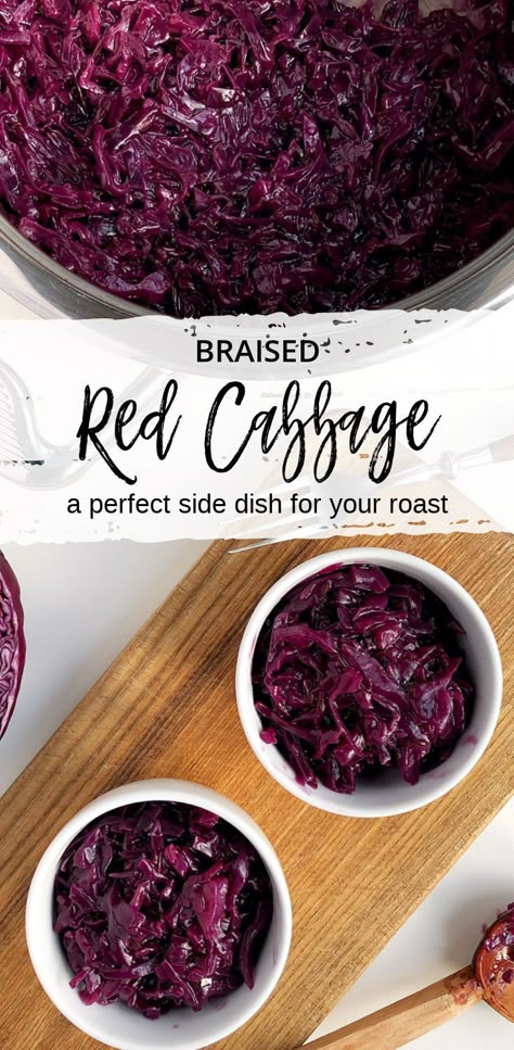 Red cabbage is a great side dish to accompany any roast meat. Braised on medium heat, this red cabbage has a little crunch and pleasantly sweet and sour taste. #redcabbage #sidedish #roastdinner #sundayroast #braisedcabbage Shrimp And Corn Bisque, Cooked Red Cabbage, Red Cabbage Recipe, Corn Bisque, Cabbage Side Dish, Winter Side Dishes, Red Cabbage Recipes, Braised Red Cabbage, Roast Meat