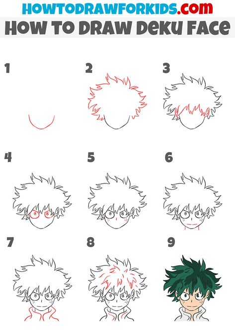 How to Draw Deku Face step by step Deku Eyes Drawing, How To Draw Deku Step By Step, Deku Drawing Pencil, My Hero Academia Easy Drawing, How To Draw Deku, How To Draw Izuku Midoriya, Virtual Reality Art, Easy Doodle Art, Coloring Supplies