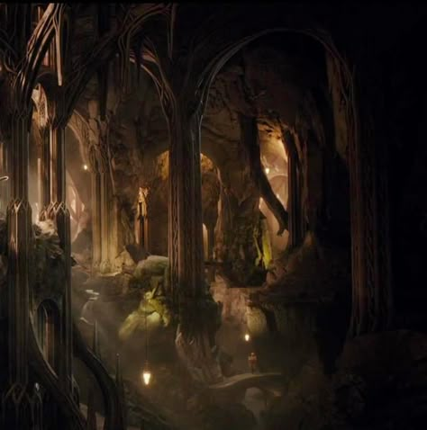 Thranduil's halls. Drawing Environments, Middle Earth Aesthetic, Lotr Aesthetic, Mirkwood Elves, Earth Aesthetic, Woodland Elf, Woodland Realm, Forest Elf, Fantasy Setting