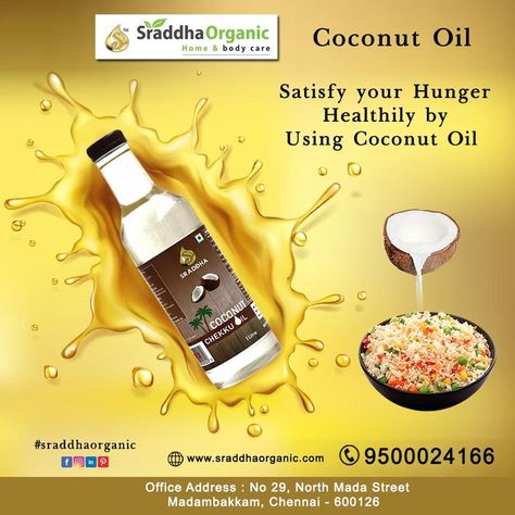 Coconut Oil For Enquiry Call Us :9500024166 #Sraddha #Organic #SraddhaOrganic #Coconut #oil #health #healthoil #naturalhealth #Coconutoil #care #bodycare #home #cooking #Benefits #oilbenefits #chekku #chekkuoil #cold #pressed #naturalcoconut #nutrients #chekkuoil #pure #pureoil #original #originaloil #cookingoil #originalchekku #originalchekkuoil #originalCoconut #freedelivery Advertising Ideas Marketing, Miniature Youtube, Glow Products, Rice Packaging, Cooking With Coconut Oil, Cold Pressed Oil, Coconut Oil Pulling, Creative Advertising Design, Oil Pulling