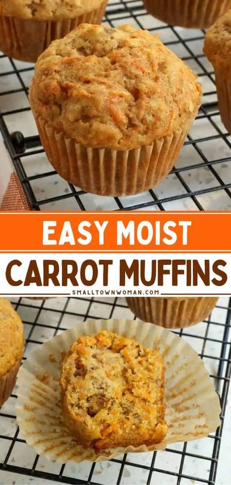 Carrots Brown Sugar, Carrot Muffins Easy, Carrot Pineapple Muffins, Carrot Cake Muffin Recipe, Pineapple Muffins, Freeze Muffins, Carrot Muffin Recipe, Banana Carrot Muffins, Bakery Style Muffins