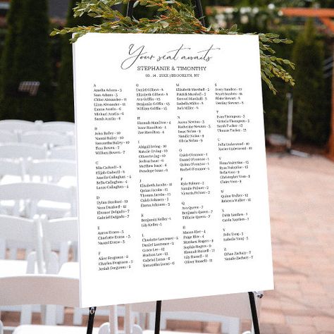 $44.2 | Elegant Alphabetical Wedding Seating Chart - wedding, alphabetical, seating chart, seating, sign, arrangement, guest list, table chart, find your seat, seating board Seating Arrangement Wedding, Seating Sign, Large Wedding, Wedding Guest List, Chart Design, Seating Chart Wedding, Guest List, Large Weddings, Wedding Seating