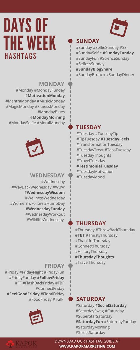 Radio Show Content Ideas, Weekly Content Ideas, Social Media Challenges, Social Media Infographic, Days Of The Week, Social Media Branding, Day Of The Week, Marketing Strategy Social Media, Social Media Business