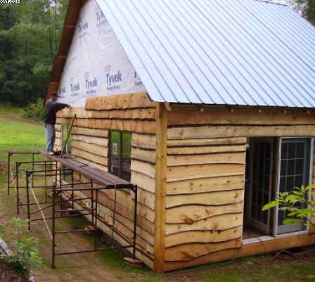 cut some wane edge siding in Sawmills and Milling Live Edge Siding Exterior, Live Edge Siding, Diy Siding, Wood Cladding Exterior, Wood Siding Exterior, House Cladding, Log Siding, Cabin Exterior, Cedar Siding