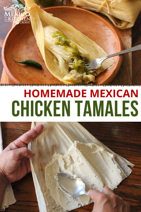 Chicken For Tamales, Tamales Sauce, Green Tamales, Chicken Tamales Recipe, Tamale Recipes, Homemade Tamales Recipe, Masa Recipes, Make Tamales, Easy Tamales