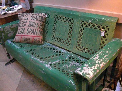 vintage metal rockers | ... : Purple suede boots, vintage green gliders and more FUN at Whimsy Glider Sofa, Vintage Metal Glider, Vintage Patio Furniture, Metal Lawn Chairs, Porch Glider, Vintage Outdoor Furniture, Vintage Patio, Vintage Porch, Patio Sets