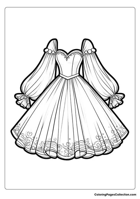 Princess Dress Coloring Pages Dresses Coloring Pages, Princess Dress Drawing, Dress Coloring Pages, Dress Drawing Easy, Dress Template, Fashion Coloring Pages, Princess Drawing, Unique Dress Design, Dress Templates