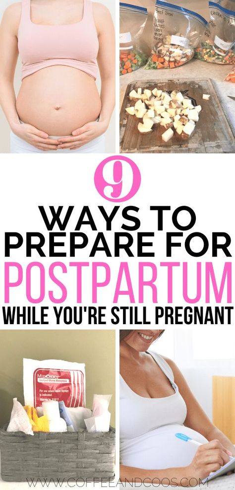 9 ways to prepare for postpartum while you're still pregnant. These tips and tricks will get you ready to tackle the fourth trimester. Baby Gender Prediction, Postpartum Must Haves, Postpartum Care Kit, 4th Trimester, Pregnancy Goals, Preparing For Baby, Before Baby, Cheat Meal, Postpartum Care