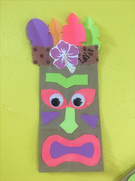 Luau Theme Classroom: Tiki Man Craft Luau Arts And Crafts, Preschool Tropical Crafts, Luau Toddler Crafts, Hawaiian Luau Party Activities, Hawaiian Games Activities, Hawaiian Luau Crafts For Kids, Luau Preschool Crafts, Luau Party Ideas Classroom, Aloha Crafts For Kids