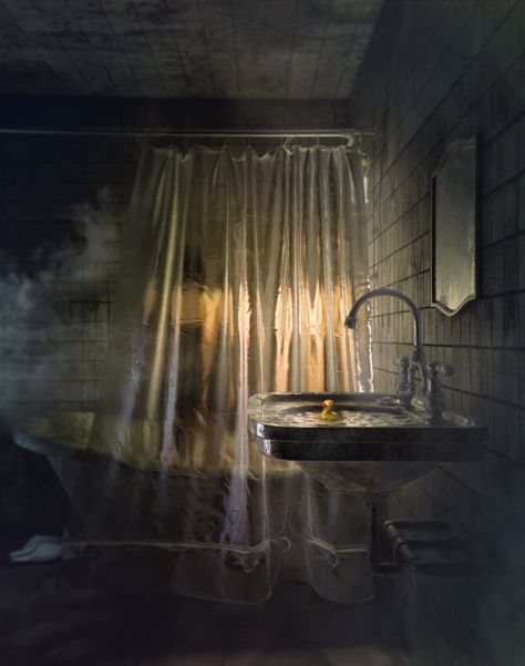 Concept Artwork by Ana Radkova - The Duck | Blender Rendering Bathroom Concept Art, 3d Concept Art, Spooky Bathroom, Dark Bathroom, Scene Style, Dark Bathrooms, Growing Pains, 3d Concept, All Day Everyday