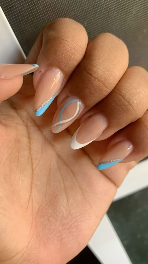 Blue And White Nails, Nail Salon Design, Work Nails, Long Acrylic Nails Coffin, Nails Desing, Acrylic Nails Coffin, Dope Nails, Nail Decorations, Long Acrylic Nails