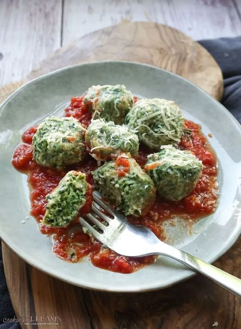 Gnudi Recipe, Ricotta Gnudi, Spinach And Ricotta, Sweet Potato Gnocchi, Cherry Tomato Pasta, Calabrian Chili, Spinach Ricotta, Melty Cheese, Stuffed Pasta Shells