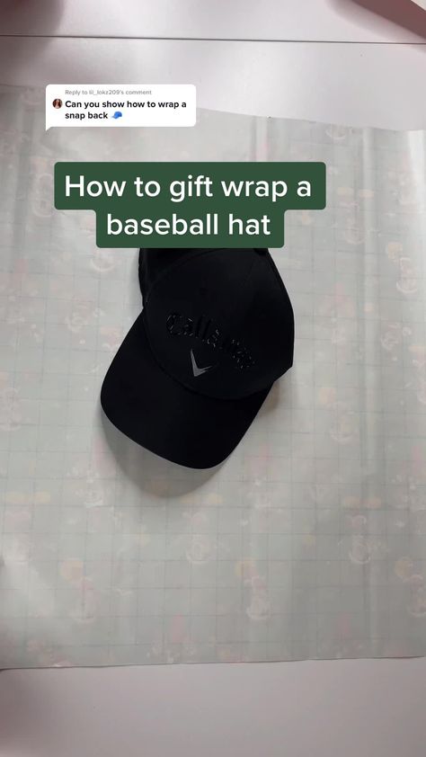 How To Wrap Hats For Christmas, Wrap A Hat Gift, Hat Gift Wrapping Ideas, Cap Gift Wrapping Ideas, How To Wrap A Cap For Gift, Hat Wrapping Ideas, How To Wrap A Hat, How To Wrap A Baseball Hat For A Gift, How To Wrap A Hat For A Gift