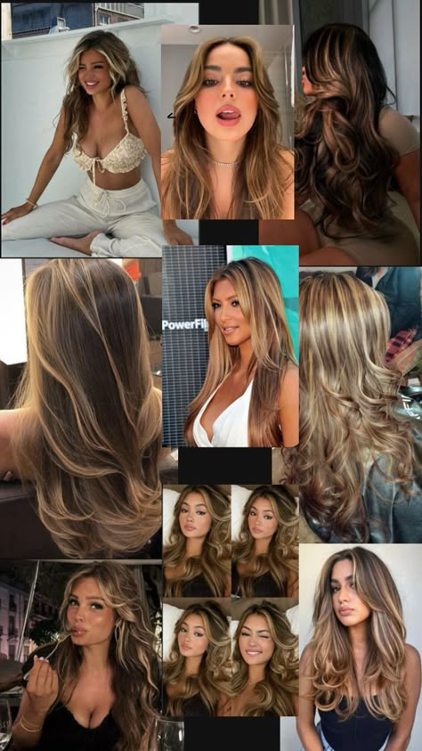 Brown Hair With Blonde, Hair With Blonde Highlights, Rambut Brunette, Red Hair Inspo, Brunette Hair With Highlights, Hair Streaks, Brown Hair With Blonde Highlights, Hairstyles For Layered Hair, Hair Color Auburn