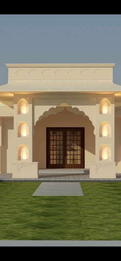 Haveli Design, Stone Elevation, Rajasthani Design, Jamini Roy, Hotel Exterior, Mughal Architecture, Interior Architecture Drawing, Door Design Images, Classic House Exterior