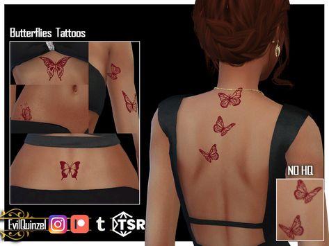 Sims 4 Tattoos Cc, Sims 4 Pack, Butterflies Tattoos, Skin Overlay, Sims 4 Tattoos, Sims 4 Piercings, San Myshuno, Sims 4 Tsr, Sims 4 Challenges