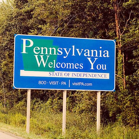 Best things to do in Pennsylvania? Roadside Signs, Early Finishers Activities, State Signs, Usa States, Education Architecture, Travel Inspired, Medical Conditions, Sign Art, Welcome Sign