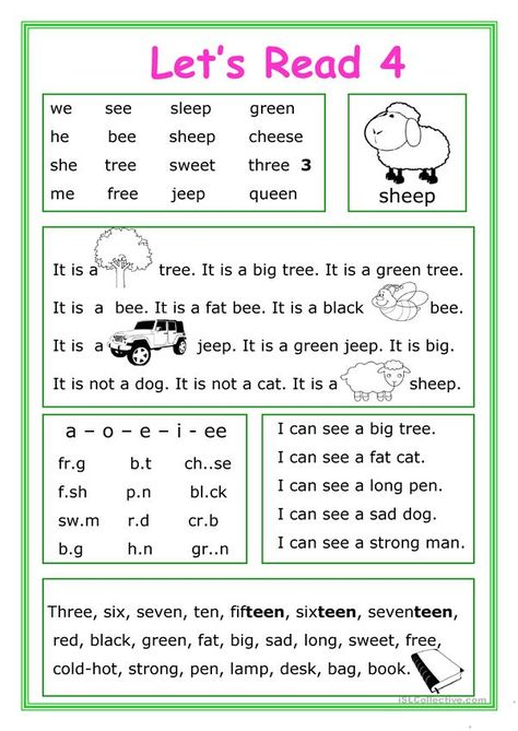 Let's Read 4 - English ESL Worksheets Esl Phonics, Remedial Reading, Learning How To Read, Reading Comprehension For Kids, Kindergarten Reading Worksheets, Reading For Beginners, Preschool Reading, English Worksheet, Learning English For Kids