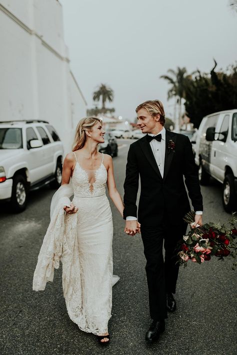 This Pro Surfer’s Moody Black Tie Wedding is GOALS #californiaweddingvenues #deconstructedweddingflowers #blacktieweddingdecor Dress With Black Shoes, Wedding Dress With Black, Black Tie Wedding Decor, Wedding Dress Black, California Wedding Venues, Trendy Wedding Dresses, After Life, Black Tie Wedding, Black Wedding Dresses