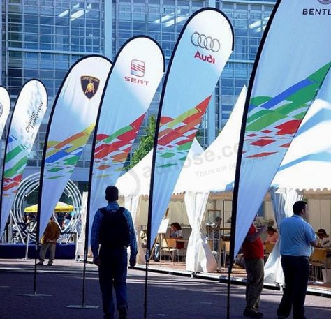 Custom teardrop flags, tear drop flags, outdoor business flags suppliers https://www.adnose.com/p-TearDropFlags/ Design Your Own Flag, Teardrop Banner, Beach Flag, Corporate Events Decoration, Beach Flags, Brochure Design Creative, Flag Display, City Flags, Supermarket Design