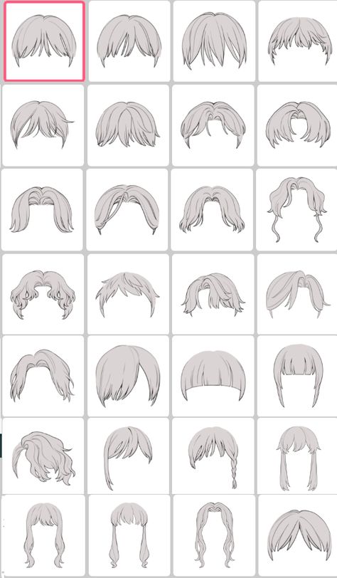 Side Ways Face Drawing Reference, Drawn Hair Reference, Webtoon Hairstyles Male, Front Hair Reference Drawing, Short Hair With Bangs Drawing Reference, Drawn Hairstyles Character Design, Art Style Hair Drawing, Drawing Bangs Reference, Middle Part Drawing Hair