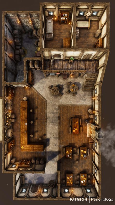 Applewood Inn (18x32) | Patreon Fantasy Inn, Dnd Room, Fantasy City Map, Dnd World Map, Building Map, Fantasy World Map, Tabletop Rpg Maps, Rpg Map, Single Room