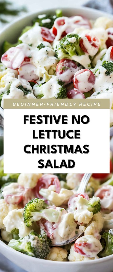 Image for Festive No Lettuce Christmas Salad Vegetable Salads Without Lettuce, Christmas Veggie Recipes, Christmas Pasta Salad Recipes, Christmas Pasta Salad, Salads Without Lettuce, Christmas Pasta, Lettuce Salad Recipes, Colorful Veggies, Christmas Salad