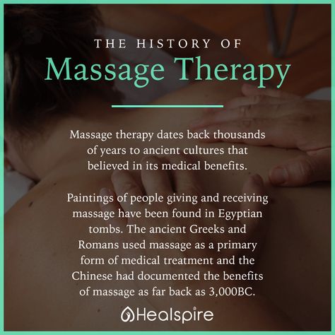 Massage therapy history dates back thousands of years to ancient cultures that believed in it's medical benefits.     #Healspire #Massage #Holistic #Wellness #Health #Massagetherapy #Healthtrivia #Wellbeing Massage Therapist Quotes, Massage Therapy Quotes, Massage For Women, Massage Marketing, Massage Therapy Rooms, Massage Pictures, Massage Logo, Remedial Massage, Massage Quotes