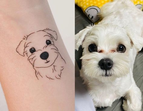 Vet Tech Tattoo, Pet Memorial Tattoo, Puppy Tattoo, Small Dog Tattoos, Kitty Tattoos, Dog Outline, Silhouette Tattoos, Face Tattoos, Tattoo Outline