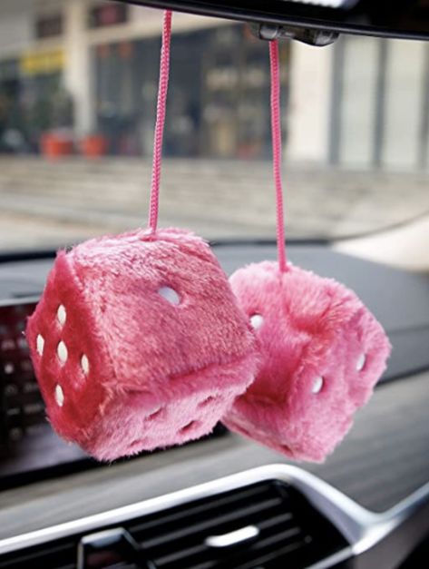 Car Dice, Fuzzy Dice, Accessories For Car, Car Mirror Hanging Accessories, Car Mirror Hanging, Barbie Car, Barbie Inspired, Auto Retro, Car Decorations