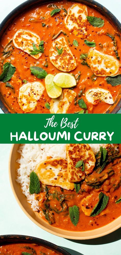 Butter Halloumi Curry, Haloumi Curry Recipes, Halloumi Curry Recipe, Haloumi Recipes Dinner, Marry Me Halloumi, Keto Halloumi Recipes, Houllomi Recipes, Healthy Halloumi Recipes, Halumi Recipe Food