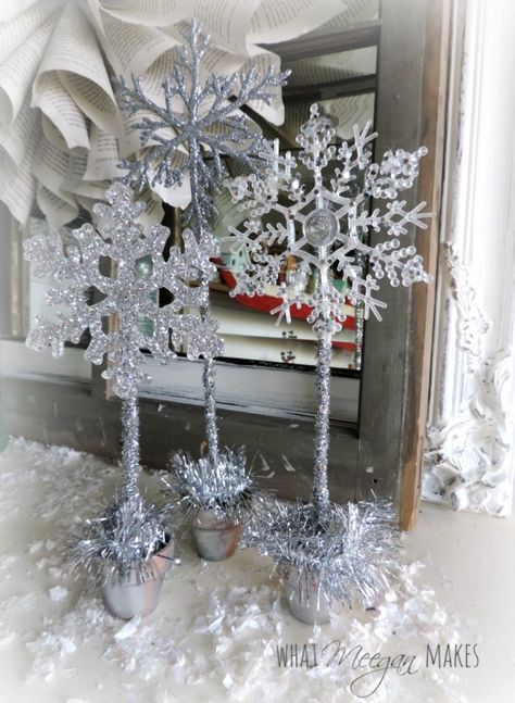 How To Make a Craft Stick Christmas Tree Snowflake Candle Centerpiece, Snowflake Centerpieces, Winter Wonderland Christmas Party, Diy Christmas Snowflakes, Winter Baby Shower Themes, Stick Christmas Tree, Winter Wonderland Birthday, Winter Wonderland Decorations, Winter Wonderland Baby Shower