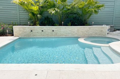 Putting In A Pool: The Process, The Cost, and All The Before & After Photos | Young House Love Backyard Pool And Spa, Spool Pool, Tiny Pool, Pool Makeover, Small Backyard Pool, Pools For Small Yards, Geometric Pool, Pool Decking, Freeform Pools