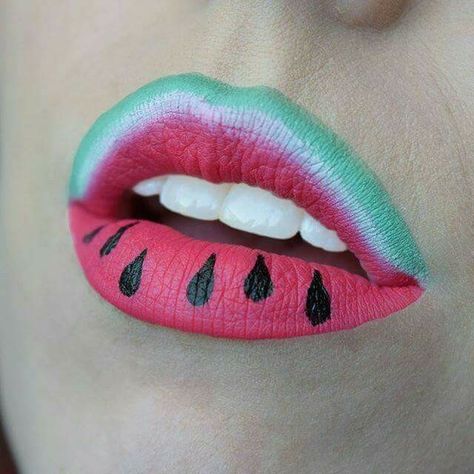 Summer make-up Watermelon Lips, Lipsense Lip Colors, Lip Art Makeup, Lips Art, Lipstick Designs, Nice Lips, Lip Gloss Colors, Lipstick Art, Cool Makeup