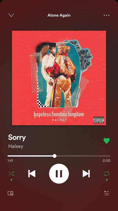 Sorry Halsey, Sorry Song, Halsey Quotes, Spotify Screenshot, Halsey Songs, Hopeless Fountain Kingdom, Music Recommendations, Love Post, In My Feelings