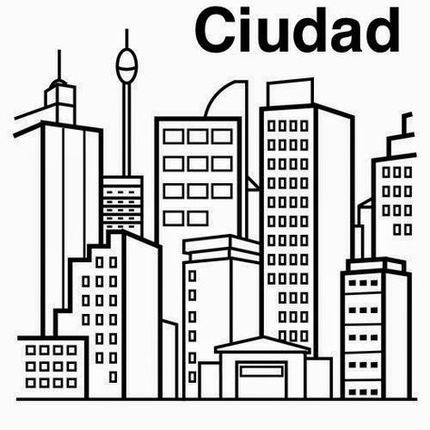 Dibujos para colorear. Maestra de Infantil y Primaria.: Pueblos y ciudades para colorear. Towns and cities coloring pages. Construction Theme Classroom, Save Water Poster Drawing, Save Water Poster, New York Drawing, Water Poster, Building Drawing, Construction Theme, Tape Art, Silhouette Clip Art