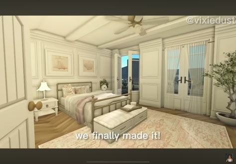 Simple Bedroom Design Bloxburg, Bloxburg Coquette Bedroom, Bloxburg Coastal Bedroom, Bloxburg Bed Ideas, Bloxburg Kids Room, Bloxburg Room Ideas Bedroom, Bloxburg Headboard Decals, Bloxburg Apartment, Modern Suburban House