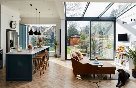 Edwardian Kitchen, Katie White, Best Flooring For Kitchen, Open Plan Kitchen Dining Living, Small Kitchen Design, Open Plan Kitchen Dining, Open Plan Kitchen Living Room, Edwardian House, Sink Kitchen