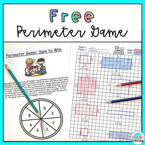 Perimeter Games, Kinds Of Triangles, Perimeter Activities, Find The Perimeter, Perimeter Worksheets, Expo Marker, Two Player Games, Grid Paper, 3rd Grade Math