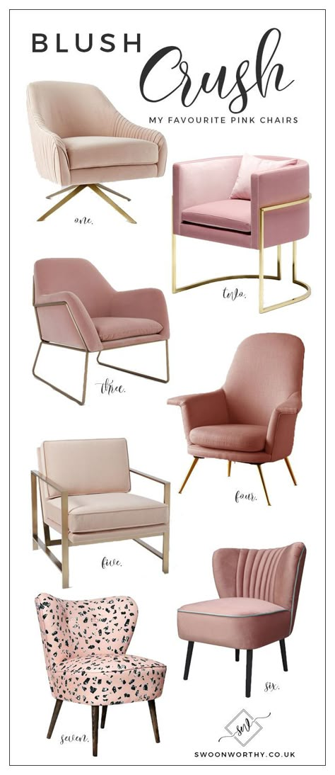 Blush Pink Chair, Pink Chairs, Pink Ideas, Dekorasi Kamar Tidur, Pink Chair, Design Case, Room Chairs, My New Room, Living Room Interior