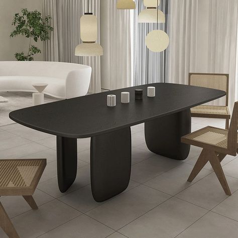 Kitchen Wood Table, Contemporary Oval Dining Table, Wood Table Modern, Dining Table Contemporary, Black Dining Room Table, Wood Rectangle Dining Table, Balinese Interior, Ruben Dario, Club Table