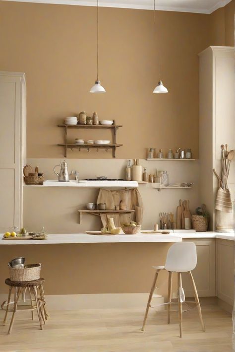 kitchen paint colors, wall painting ideas, interior paint colors, painting services Kitchen Interior Paint Colors, Latte Wall Color, Kitchen Wall Paint Colors 2024, Light Brown Wall Paint, Warm Kitchen Colors For Walls, Beige Kitchen Walls, Camel Paint Color, Kitchen Paint Ideas Walls, Warm Wall Colors