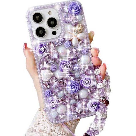 PRICES MAY VARY. ❥【Compatible with iPhone 15 Pro Max 6.7 inch 2023】the Aesthetic Elegant 3D Crystal Rhinestone Flowers Diamond gems Pearl Glitter Bling Shiny Sparkle Case is ONLY Compatible with iPhone 15 Pro Max 6.7 inch 5G (2023 Release), Not fit for other phone models. ❥【Handcrafted & Handmade】Glitter shiny crystal Rhinestones gemstone are handcrafted by trained artisans, each sparkling diamond is carefully bonded and long-lasting hold,not easy to fall off, keeping your phone beautiful , gorg Junk Case, Girl Cases, Hand Chain Bracelet, Girl Phone Cases, 3d Crystal, Gem Diamonds, Diamond Glitter, Sparkling Diamond, Hand Chain